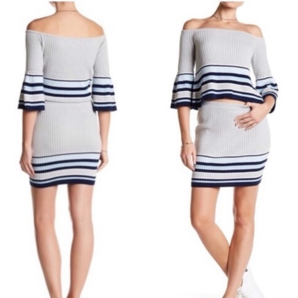 LOVERS + FRIENDS Ribbed Border Stripe Off Shoulder Sweater - Picture 2 of 6